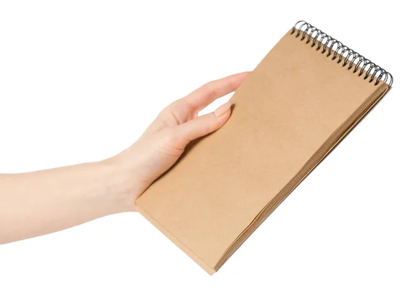 Deník notebook v ruce — Stock fotografie