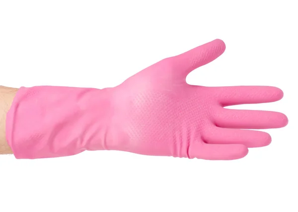 Main dans un gant en caoutchouc pour nettoyer la propreté — Photo