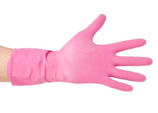 Рука в резиновой перчатке для очистки чистоты — стоковое фото