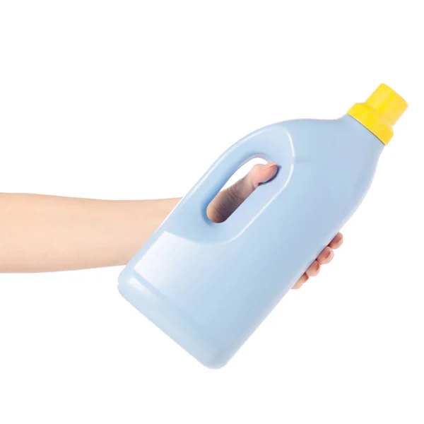 Garrafa de plástico para detergente líquido na mão gel — Fotografia de Stock