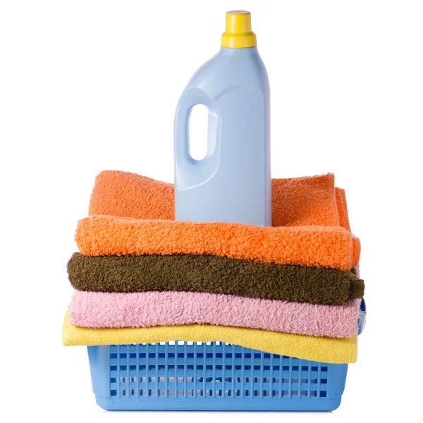 洗衣毛巾瓶液体粉篮 — 图库照片