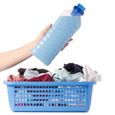 Çamaşır sepeti kirli el temiz sıvı toz saç kremi yumuşatıcı şişe yıkama