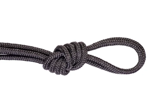 Nudo de cuerda negro aislamiento — Foto de Stock