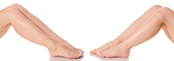 Establecer piernas pies femeninos de diferentes direcciones medicina belleza salud — Foto de Stock