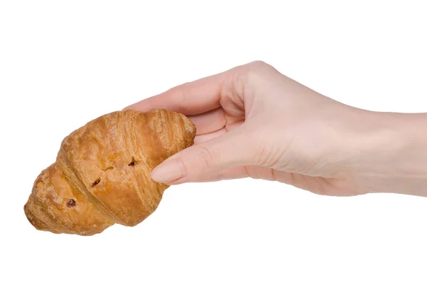 Croissant v ruce — Stock fotografie