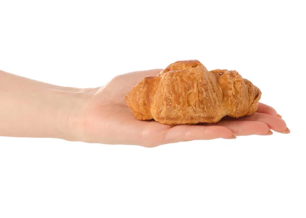 Croissant a kézben — Stock Fotó