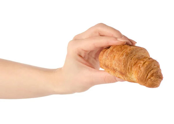 Croissant v ruce — Stock fotografie