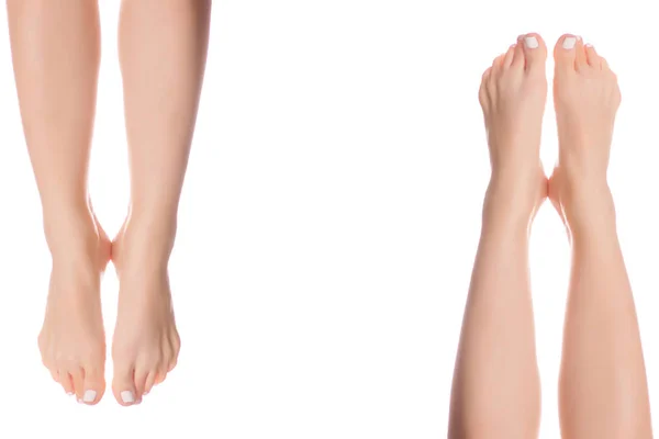 Establecer los pies femeninos piernas talón del pie de diferentes direcciones medicina belleza salud — Foto de Stock