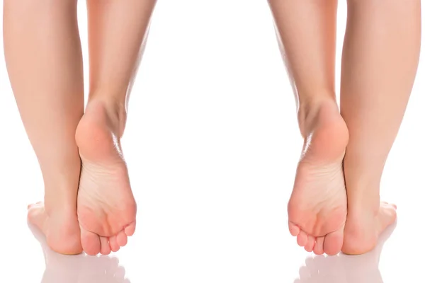 Establecer los pies femeninos piernas talón del pie de diferentes direcciones medicina belleza salud — Foto de Stock