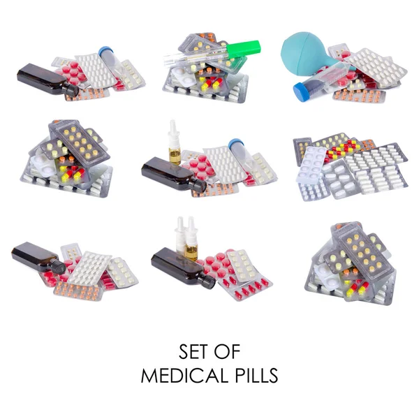 Medicinska set, piller, friska medicin sprutbild — Stockfoto