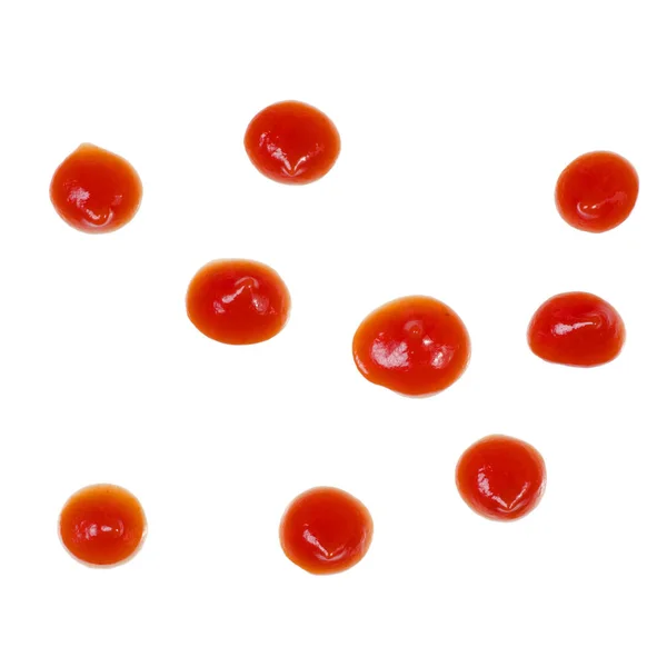 Ketchup vermelho espirra isolado — Fotografia de Stock