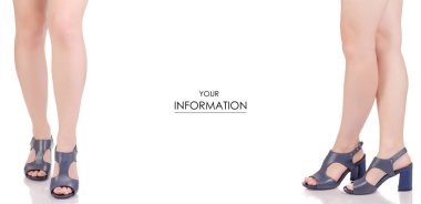 Mavi deri ayakkabı sandalet güzellik moda kadın bacak Dükkanı set desen satın