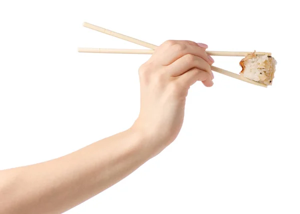 Sushi roll v ruce — Stock fotografie