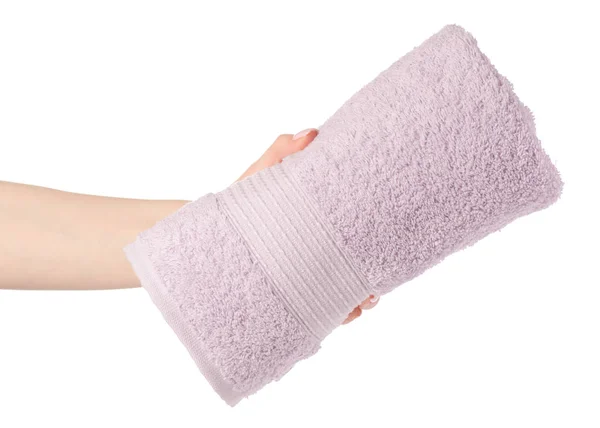 El rollo de toalla rosa en la mano — Foto de Stock