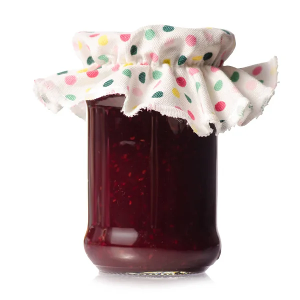 Raspberry jam in a jar — Stock Photo, Image