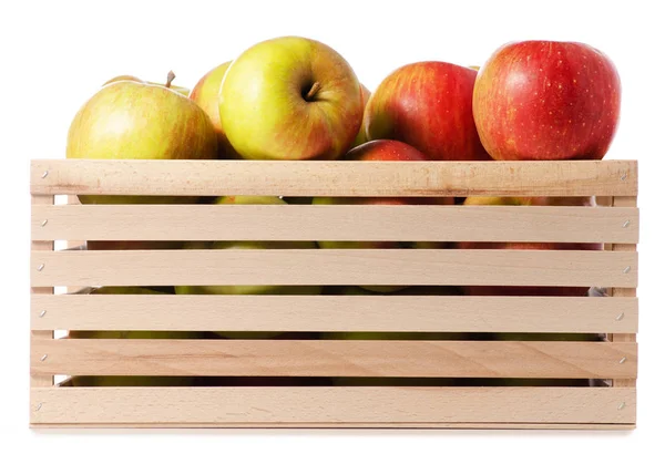 Коробка с яблоками — стоковое фото