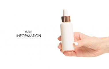 Kozmetik serum hyaluronik asit el desen şişesiyle