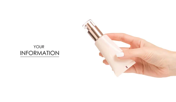 Le flacon crème cosmétique lotion à la main cosmétologie modèle de beauté — Photo