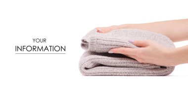 Sıcak kazak el desende bej