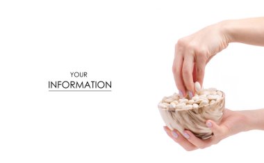 Beyaz erkek pial bir tabak fasulye el desen