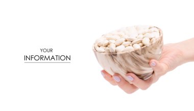 Beyaz erkek pial bir tabak fasulye el desen