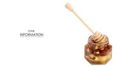 Bir kaşık bal fındık desen için bir bal kavanozu