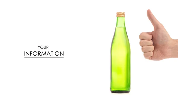 Botella de vidrio de agua de limonada carbonatada con soda en patrón de mano — Foto de Stock