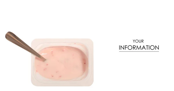 Yoghurt med sked mönster — Stockfoto