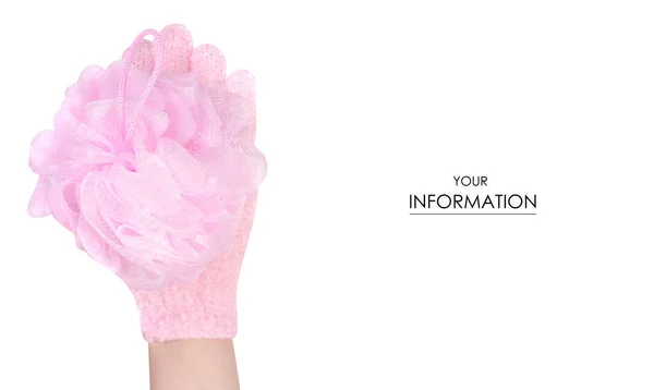 Esponja de banho de safira rosa no padrão da mão — Fotografia de Stock
