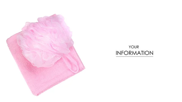 Rosa rosa toalla y esponja de baño de esponja patrón — Foto de Stock