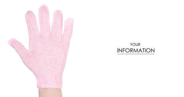 Luva de esponja de banho de safira rosa no padrão de mão — Fotografia de Stock