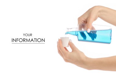 Mavi mouthwash sıvı el desen ile plastik şişe