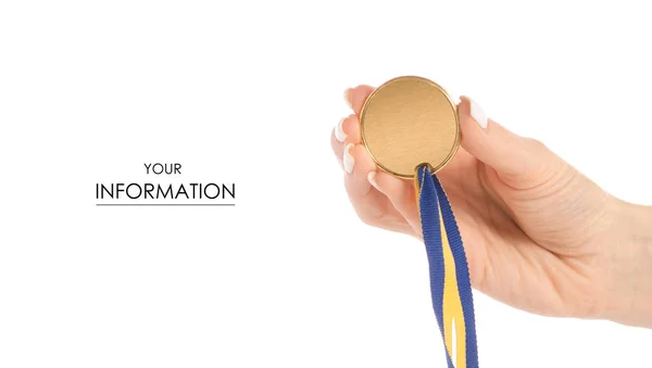 A gold medal in hand pattern — Stock Photo, Image
