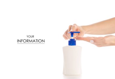 Bir dağıtıcı ile el desen sabun