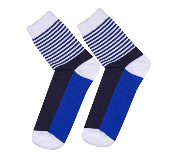 Socks white blue striped — Stock Photo, Image