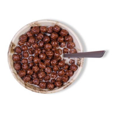 Kahvaltı tabağı süt ile kaşıkla Kuru