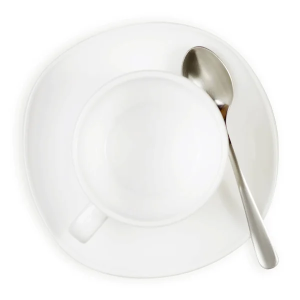 Copa blanca y cuchara de platillo — Foto de Stock