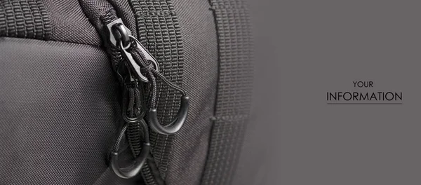 Zipper black bag backpack textile accessories macro