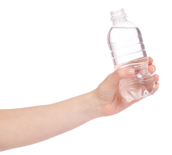 Una botella de agua en la mano — Foto de Stock