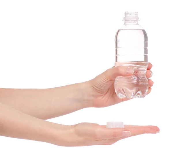 Eine Flasche Wasser in der Hand — Stockfoto