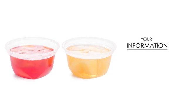 Taza de gelatina con fruta rojo melocotón amarillo patrón de piña — Foto de Stock