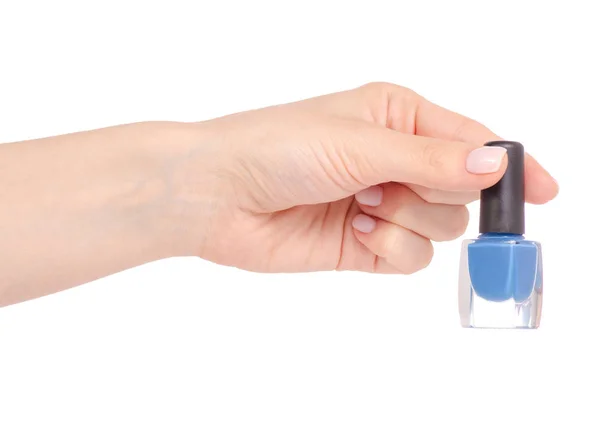 Blauer Nagellack in der Hand — Stockfoto