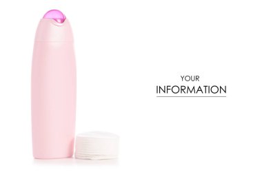 Pembe plastik şişe pamuk pedler desen izole duş jeli