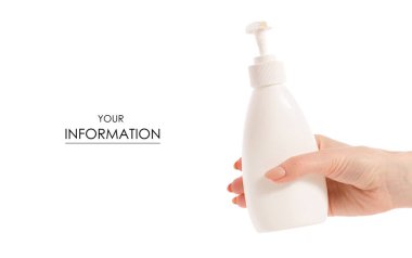 El desen kabına şişeyle beyaz sabun