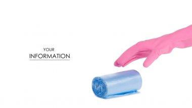 Elinde çöp torbası desen temizlik için eldiven