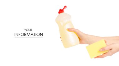 Deterjan mutfak eşyaları ve Sünger bulaşık el desen için için