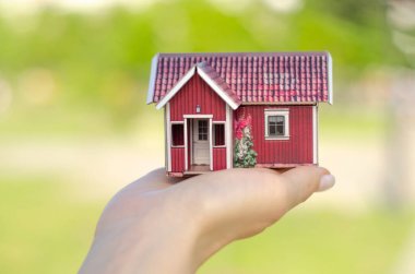 Küçük eller güneş yeşil evde