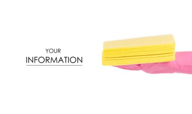 İzole desen temizlik için sarı bez temizlik için bir lastik eldiven el