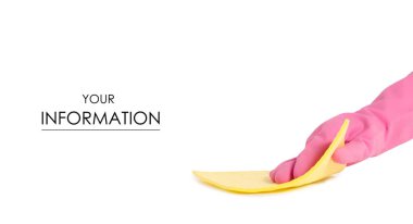 İzole desen temizlik için sarı bez temizlik için bir lastik eldiven el