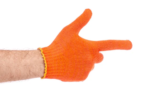 Les mains masculines dans les gants de construction de travail — Photo